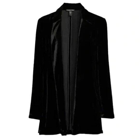 Eileen Fisher Womens Black Open Face Jacket Blazer‎ Velvet Women's Size Large - Picture 3 of 11